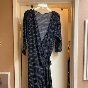 Kiyonna B&W Polka Dot Wrap Dress - Size 1